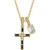 Fettero Gold Cross Necklace for Women Teen Girls - Double Pendant Necklaces 14K Gold Plated Removable Cross Necklace Dainty Simple Gold Necklace for Women Trendy Faith Gold Jewelry Gifts