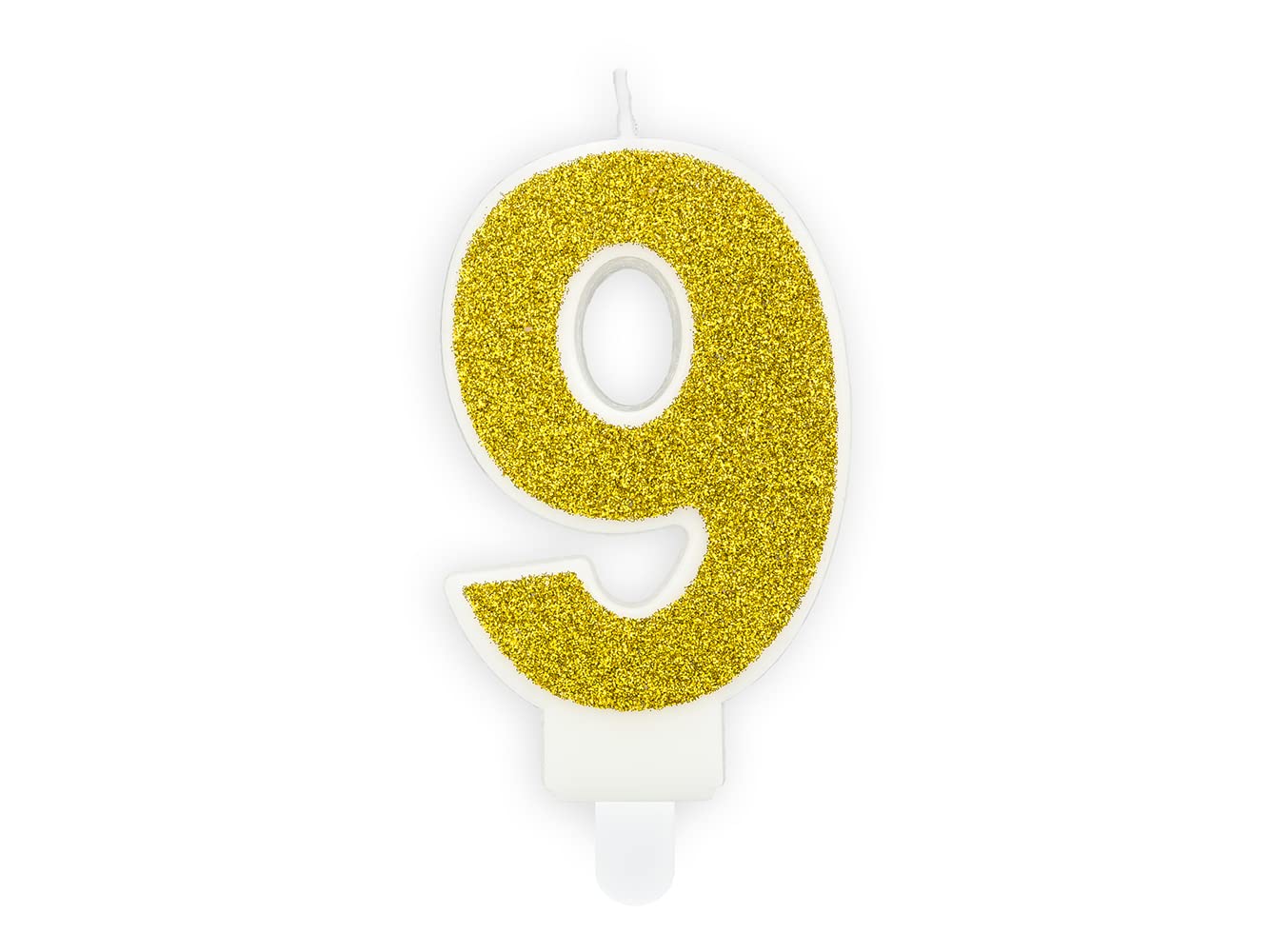 wYw Birthday Cake Candle Number 9 - Glittery Gold, 7cm
