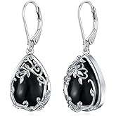 HPQQ Celtic Filigree Earrings 925 Sterling Silver Teardrop Gemstone Dangle Earrings Fine Jewelry Gifts for Women