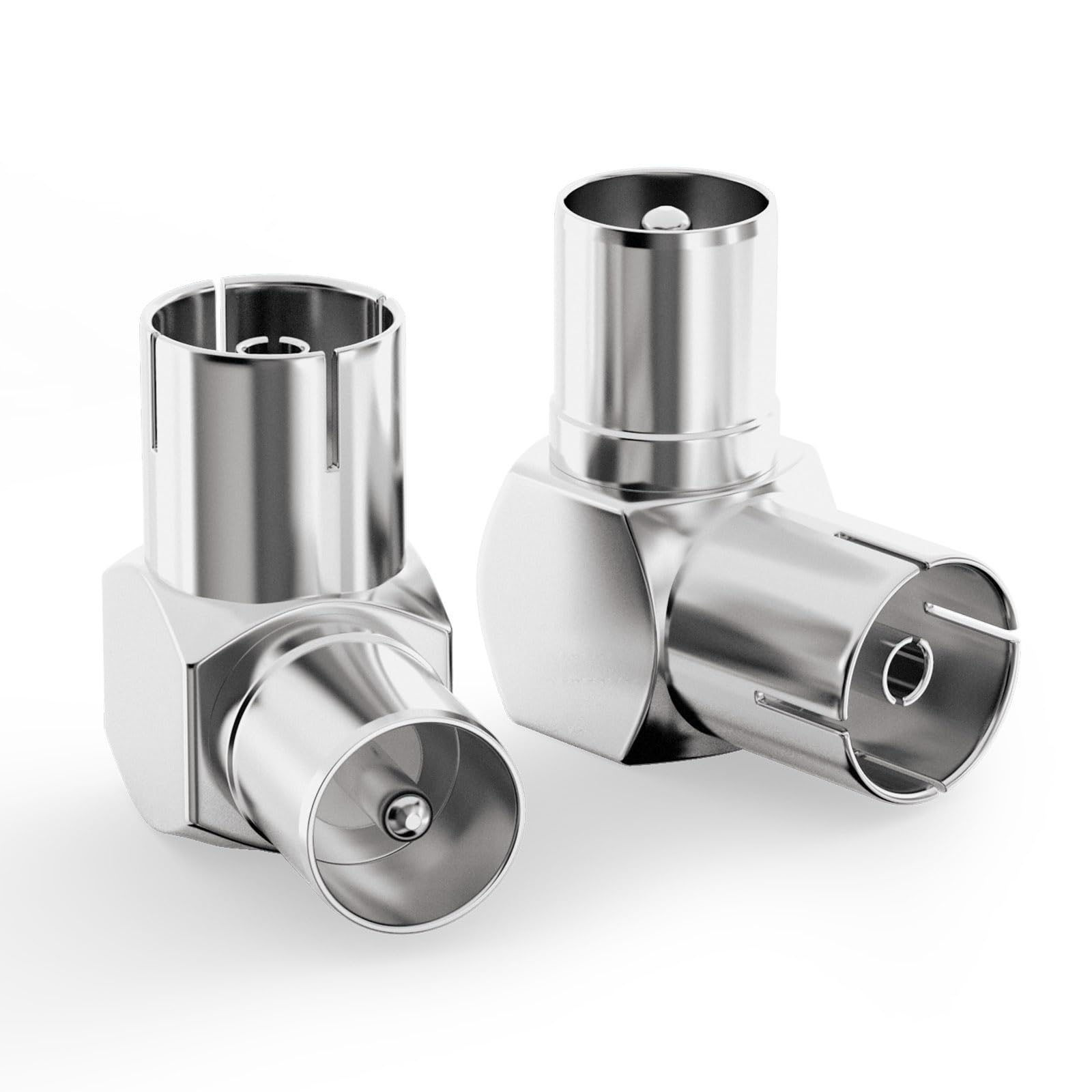 Bingfu TV Aerial Coaxial Adaptor - Male to Female Right Angle RF Coax Connector for TV Antenna Cables, Satellite Coaxial Cables(2 Pack)