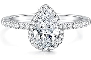 IMOLOVE Solitaire Engagement Rings for Women Halo Ring Promise Rings for her Sterling Silver plated with 18K White Gold Rings for Women 1.64ct D Color VVS1 Clarity Moissanite Size 4-11