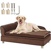 VEVOR Large Dog Couch Sofa Bed for Small Dogs and Cats, Soft Velvety Pet Sofa Bed, 60 lbs Loading Cat Sofa, Dark Brown