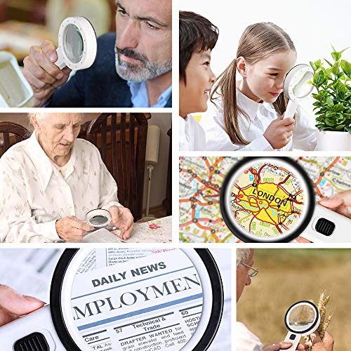 Magnifier Magnifying Glass with Light, 10X Handheld Lighted Led Magnifier with 12 LEDs Double Glass Lens for Seniors Reading, Coins, Stamps, Map,Jewelry, Inspection, Macular Degeneration - Thumbnail 2