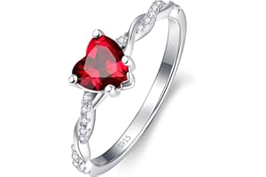 Yaresul 1.25ct Womens Heart Promise Ring, 925 Sterling Silver Heart Cut Created Emerald/Sapphire/Amethyst/Ruby/Cubic Zirconia/Opal Twisted Vine Engagement Ring for Women Size 5-10