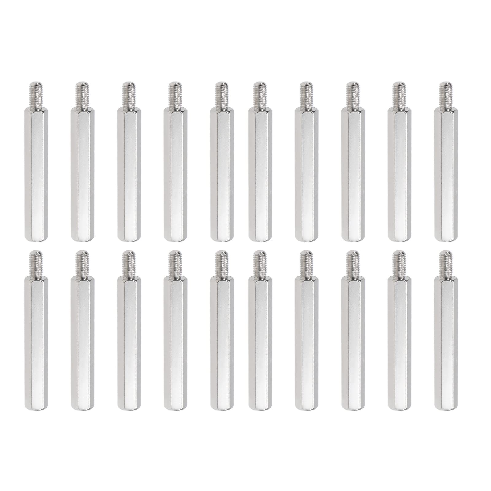 YOKIVE 20 Pcs M3 Standoff Screws, Nickel Plated Hex PCB Standoffs, Keep Height Consistent, Great for Motherboard (Silver Tone, 30mm+6mm)