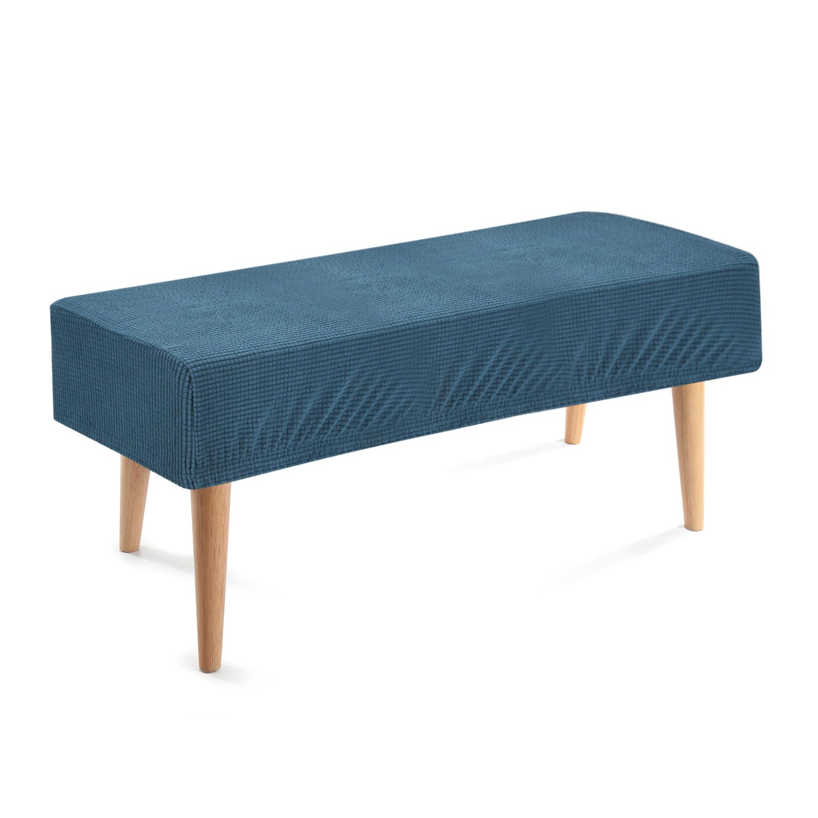 Photo 1 of uxcell Dining Bench Cover, Stretch Piano Long Bench Stool Slipcover, Rectangle Washable Seat Cushion Protector for Living Room, Bedroom and Kitchen, Blue