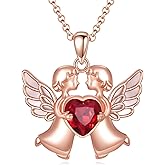 SHINYKEND 925 Sterling Silver Guardian Angel Necklace for Women, You Are My Angel With Wings Pendant Created Birthstone Christmas Valentine's Day Birthday Mothers Day Jewelry Gifts for Her Mom 18+2"