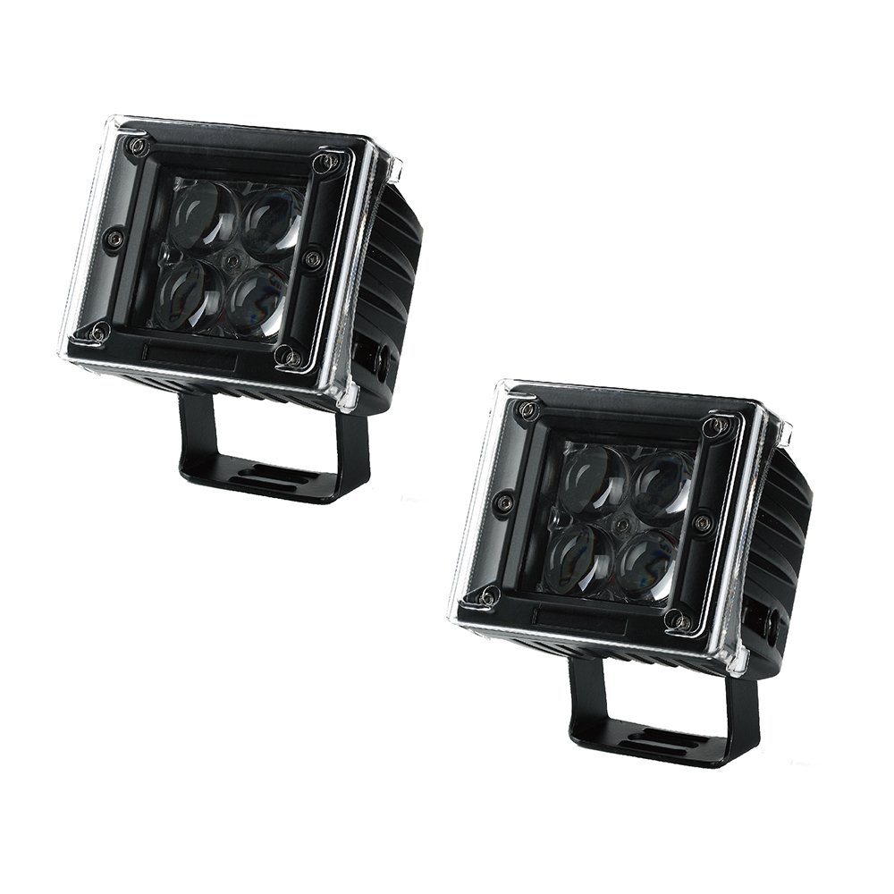 Xprite 20 Watt 3" Inch 4D Fish Eye Optical Lens Cube 5W CREE LED Work Light with Amber, Blue, Red, White Covers (2-Pack)
