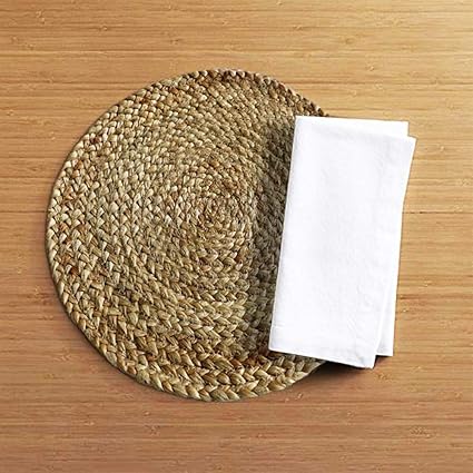 Create & Barrel Home Set of 2 Braided Jute placemats, 35 cm Round, 2 Piece Set, Best for Bed-Side Table/Center Table, Dining Table/Shelves, Natural Beige (Beige, 35 cm Round)