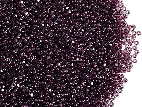 0.35oz (10 Grams) 13/0 Charlotte 1-Cut Preciosa Seed Beads, Dark Amethyst Transparent, Czech Glass