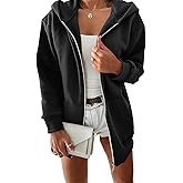 Yousify Women Casual Full Zip Up Plush Hoodie Comfy Loose Solid Sweatshirt Long Sleeve Jacket with Pockets
