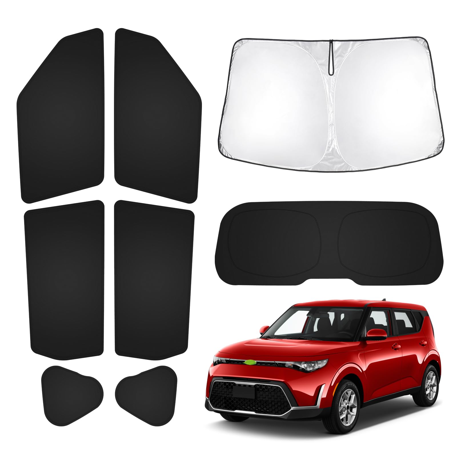 Photo 1 of T TGBROS Window Shades for Kia Soul 2020-2025 2026 Windshield Side Rear Window Full Set Blackout Shades for Soul Accessories Foldable Privacy Window Cover 8PCS