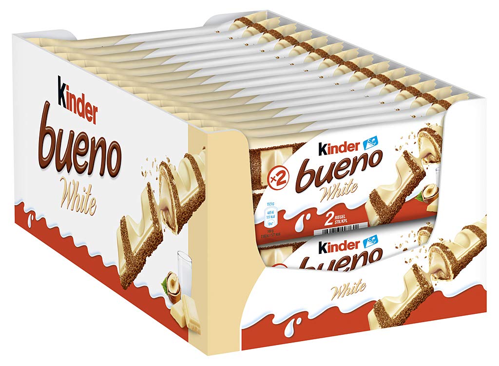 kinder bueno White - Großverbraucherpackung mit 30 Packungen à 2 Einzelriegeln - Kinder Bueno weiß