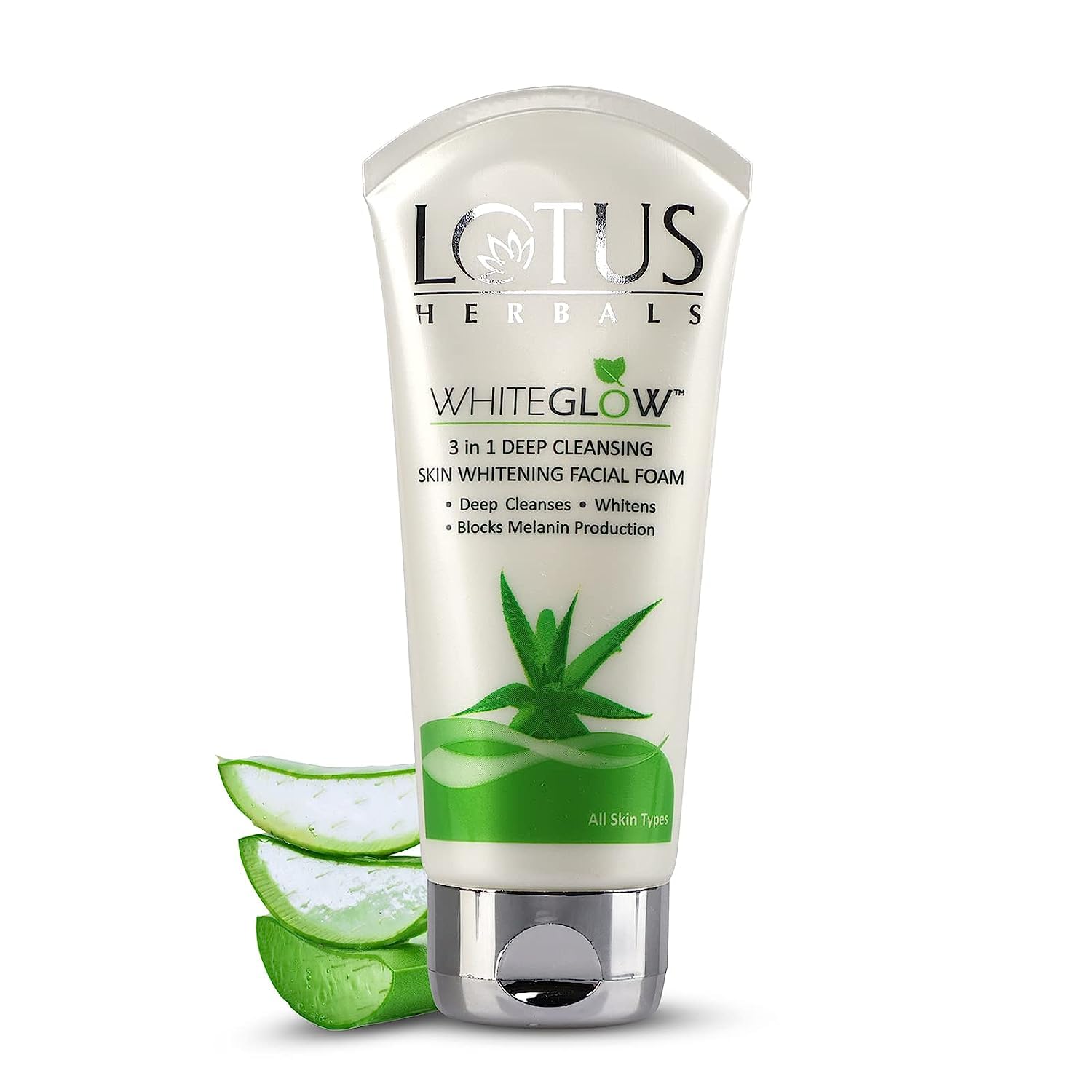 Lotus Herbals WhiteGlow 3-In-1 Deep Cleansing Skin Whitening Facial Foam, face wash, for all skin types, 100g