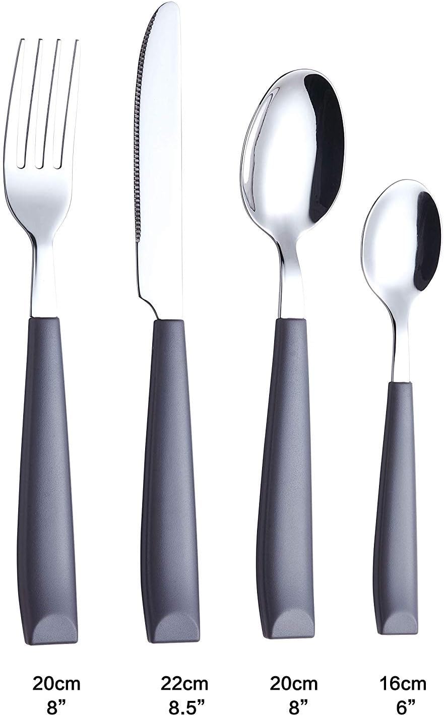 EXZACT Cutlery Set Coloured 16PCS, Stainless Steel with Plastic Wide Handles, Comfortable to Hold, 4 x Forks - Image 3