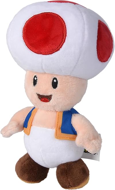Simba Toys Official Mario Toad Plush 20 cm Super Soft Officially Licensed