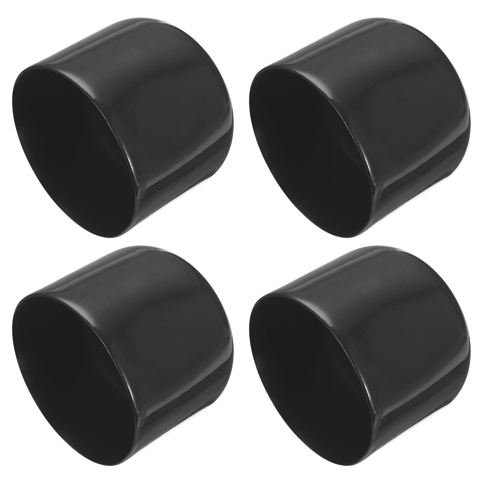 PATIKIL 60MM Vinyl Rubber End Caps, 4 Pack Flexible Bolt Screw Covers Caps Round Thread Protector Caps for Metal Tubing Rod Bolts, Black