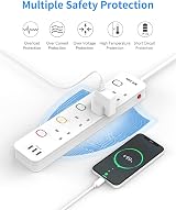 Mscien 4M Extension Lead with USB Slots 4 Way 3 USB 3250W UK Plug view 3