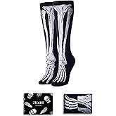 Zmart Halloween Socks for Women - Halloween Gifts for Female, Skeleton Bone Socks Knee High