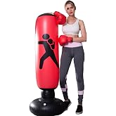 Punching Bag for Adult Kids,Kizcmvre Inflatable Freestanding Heavy Duty Boxing Bag,Women Men Training Equipment Exercise Boxing Standing Punching Bag (Red).