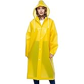 amivoo Yellow Hooded Raincoat for Women Men Adult, Unisex Waterproof Outdoor Rain Coat Rainwear