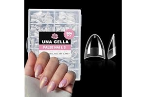UNA GELLA Short Almond Gel Nail Tips: 504PCS Acylic Nail Tips Almond Shape Extra Short Pre Etched Half Cover 12sizes Salon Quality Soft Press On Nails DIY for Home Nails Extension
