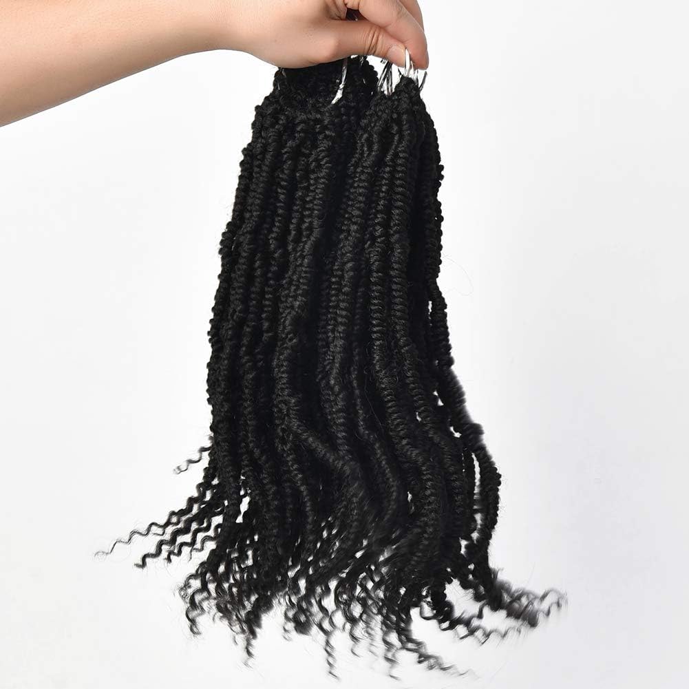 Passion Twist Spring Crochet Braids Soft Curly Ends Hair Extensions(14inch-2pcs, 1B)