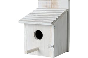 NATUREYLWL Wooden Bird House for Outside with Perch - Weatherproof Hanging Birdhouse for Finches, Bluebirds, Cardinals - Outdoor Garden Birdhouse with Easy Clean Design