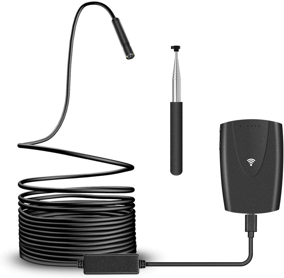 Wireless Endoscope, Ihong 5M IP67 Waterproof WiFi Borescope Inspection Camera 2.0 Megapixels Snake 720P HD 6 Led Lights Security Cable Suitable for Android and iOS Smartphone, iPhone, Samsung, Tablet