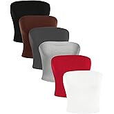 SOLY HUX Women's 6 Piece Tube Top Strapless Sleeveless Slim Fit Solid Bandeau Crop Tops