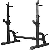 BARWING Adjustable Squat Rack, 1250 LB Barbell Stand for Home Gym | Height &amp; Width Adjustable Barbell Rack with Weight Plate Storage for Bench Press, Squats, Dips and Home Strength Training