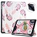 Lontect Compatible iPad 9.7 2018 Case with Apple Pencil Holder Slim Lightweight Trifold Stand Folio Smart Auto Wake/Sleep Soft TPU Cover for Apple iPad 2018 9.7 Inch 6th Generation, Floral Pineapple
