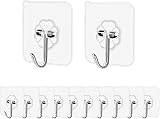 Pubiao 12 Pack Transparent Adhesive Hooks for Kitchen & Bathroom view 1