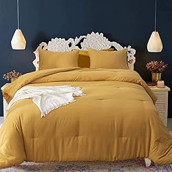 Cottonight Mustard Yellow Comforter Sets Full Dark