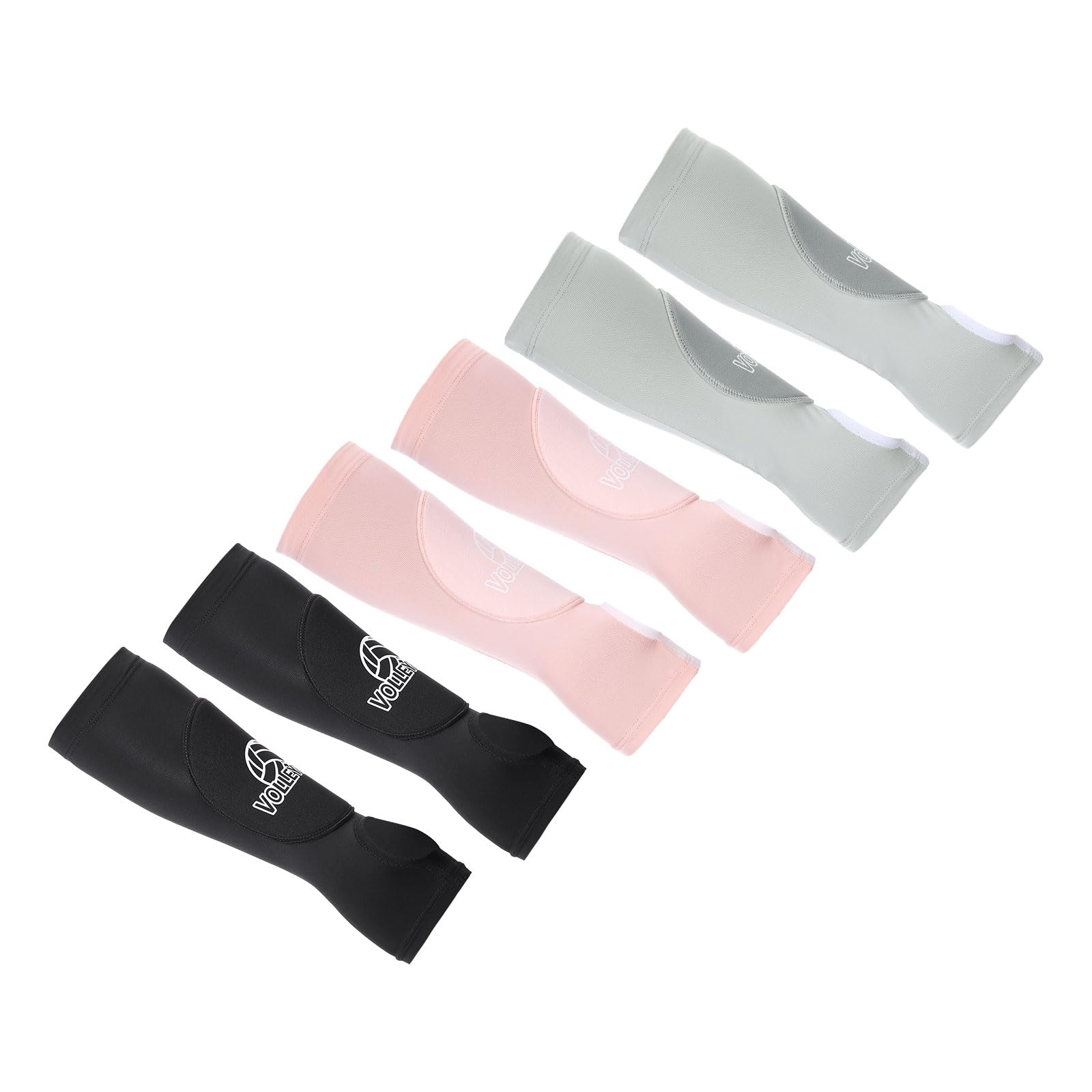 PATIKIL Volleyball Arm Sleeves, 6 Pcs Passing Forearm Sleeves with Protection Pads Thumbhole Arm Guards for Youth Men Women, 3 Multicolor