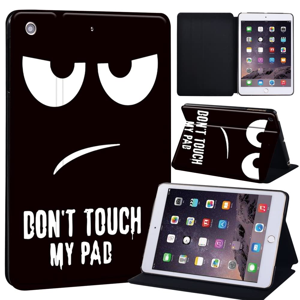 Oldimage Printed Case for iPad Mini 1/2/3, Lightweight Trifold Stand Case with Auto Sleep/Wake, Microfiber Lining, Hard Back Cover for iPad Mini 1/Mini 2/Mini 3 (don't touch my pad)