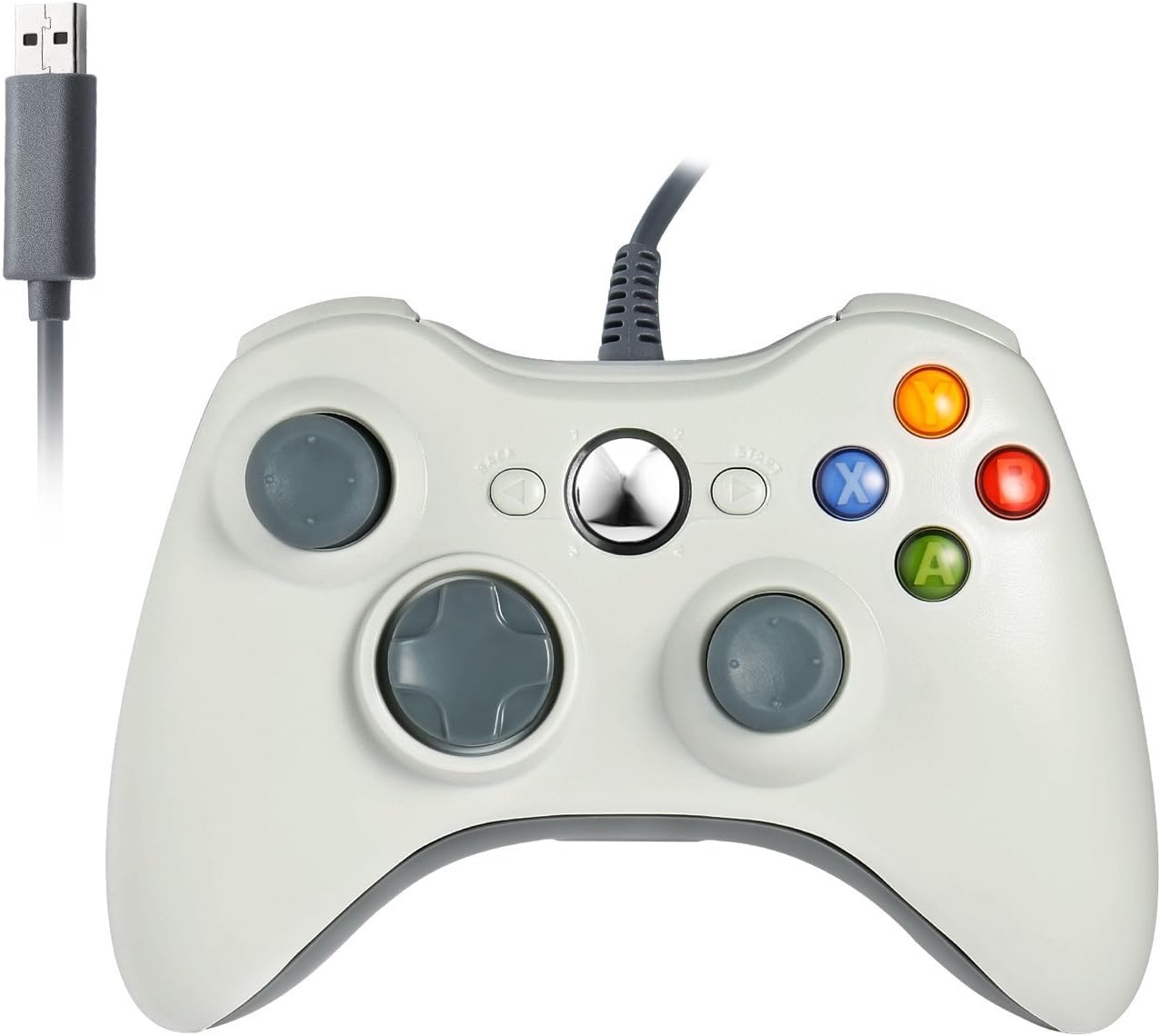 Game Controller Gamepad, Unionshopping USB Wired Shoulders Buttons Improved Ergonomic Design Joypad Gamepad Controller For Microsoft Xbox & Slim 360 PC Windows 7(White)