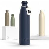 LARS NYSØM Stainless Steel Insulated Water Bottle 12oz 17oz 25oz 34oz 51oz | Insulated Thermo Flask for Hot and Cold Beverages | Leakproof Drinking Bottle (Midnight Blue, 33.9 oz)