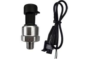 FLYLIN Pressure Transducer Sender Sensor with Connector, Stainless Steel 1/8”-27 NPT Pressure Transducer Sensor Compatible for Oil Fuel Air Water (300 PSI)