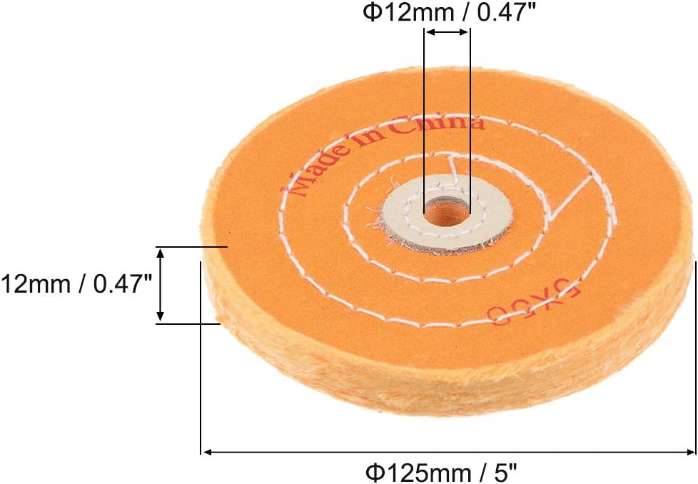 sourcing map 5-Inch Cotton Buffing Wheel Polishing for Bench Grinder Tool 1/2-Inch Arbor Hole 2 Pcs, 5-inch 12mm Hole - Image 3