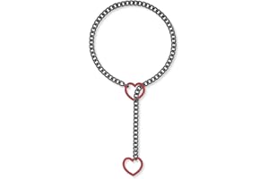 ADEMISHIA Women's Slip Necklace With Heart O-ring, Handmade Punk Rock Cuban Chain Lariat Y-Necklace, Adjustable Long Chain Collar Jewelry