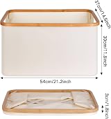 efluky 60L Foldable Bamboo Laundry Basket Collapsible Storage view 2
