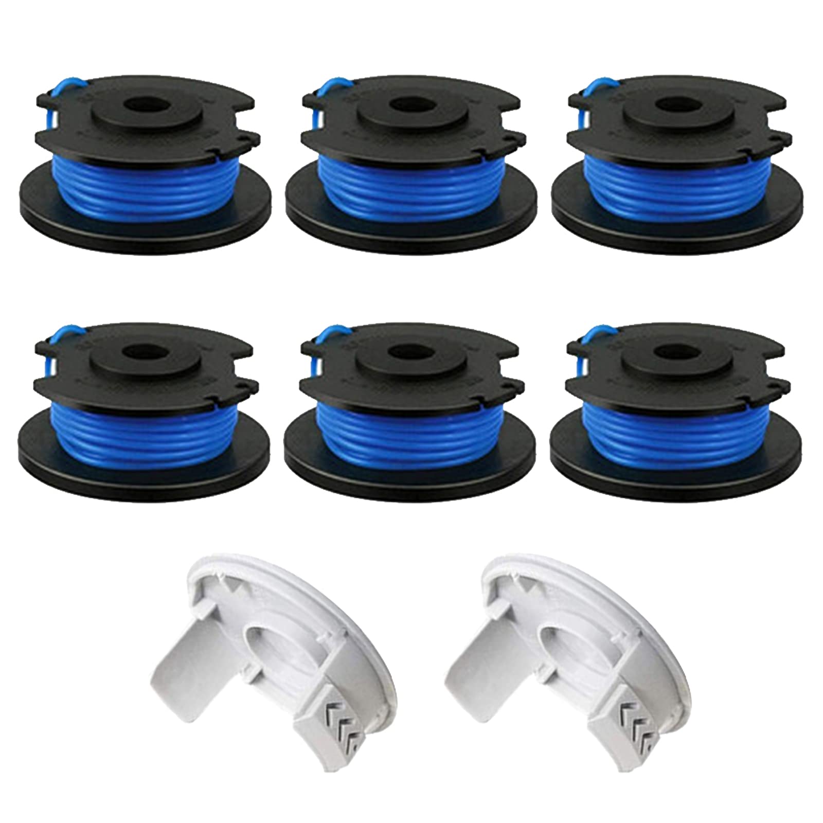 String Trimmer Spool Line, 0.065" Autofeed Replacement Spools for Ryobi One+ AC14RL3A 18V, 24V,40V, Cordless String Trimmer Weed Eater Spools Line (6 Spool + 2 Cover)