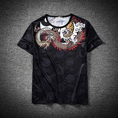 Chinese Men's Summer Fashion Short Sleeve Loose Comfortable T-Shirt Tops Yellow