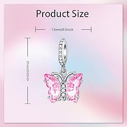 Alstade Butterfly Dangle Charm Pink Glass 925