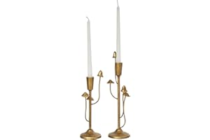 Deco 79 Metal Abstract Decorative Candle Holder Mushroom Inspired Candle Stand, Set of 2 Candlestick Holder 11", 14"H, Gold