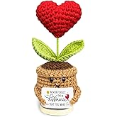Tiny Detalles Valentine Day Mini Heart Flowers Crochet, Valentine Gifts for Him Her, Anniversary Birthday Gift for Wife Husband, Unique Valentine Day Decor for Coworkers Mom Friends