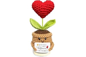 TINY DETALLES Mini Heart Flowers Crochet, Thoughtful Thank You, Retirement Gifts for Men and Women, Unique Appreciation Gifts for Coworkers, Teachers, Mentors, Nurses, Bosses