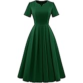 Wedtrend 1950s Dresses for Women Midi Retro Dresses 1940s Tea Party Dress with Pockets