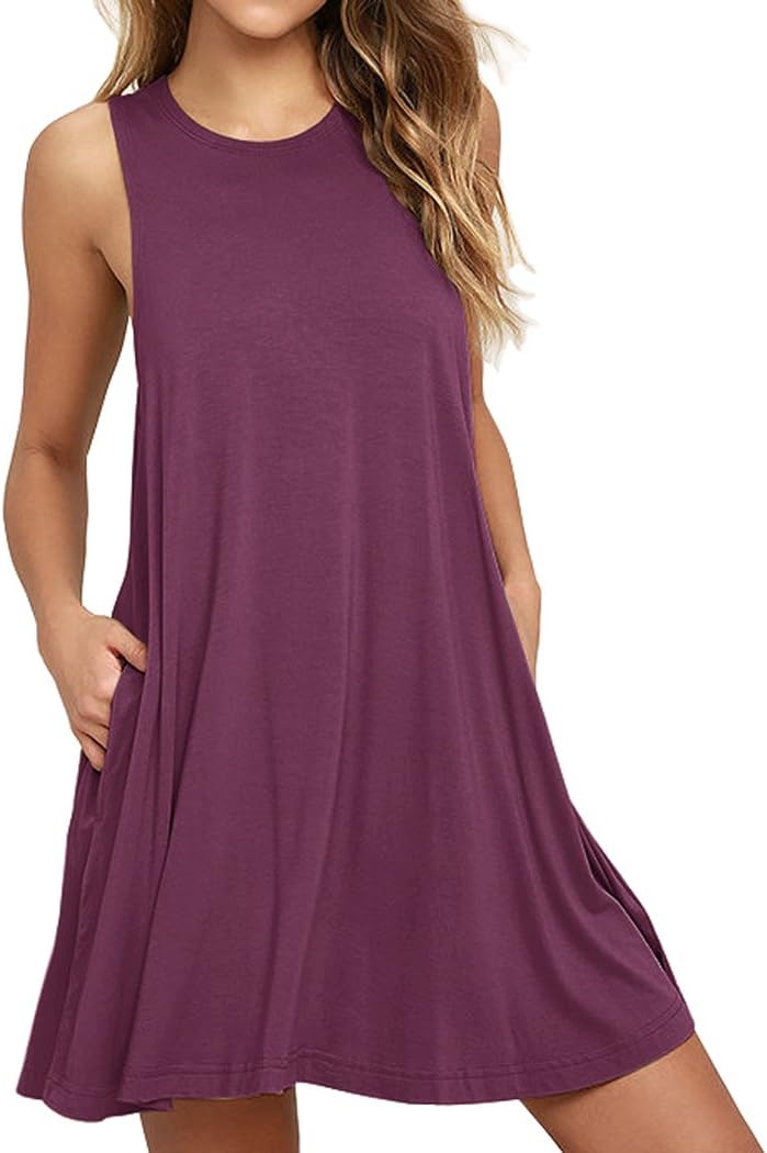 Women Summer Casual Swing T Shirt Dresses Beach Cover up Loose Dress